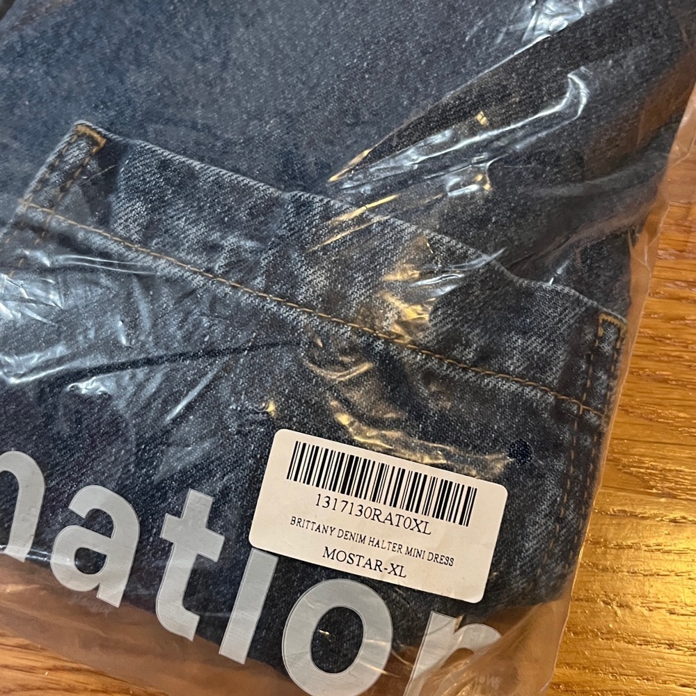 Reformation Brittany Halter Denim Mini Dress Size XL NWT - Picture 8 of 16